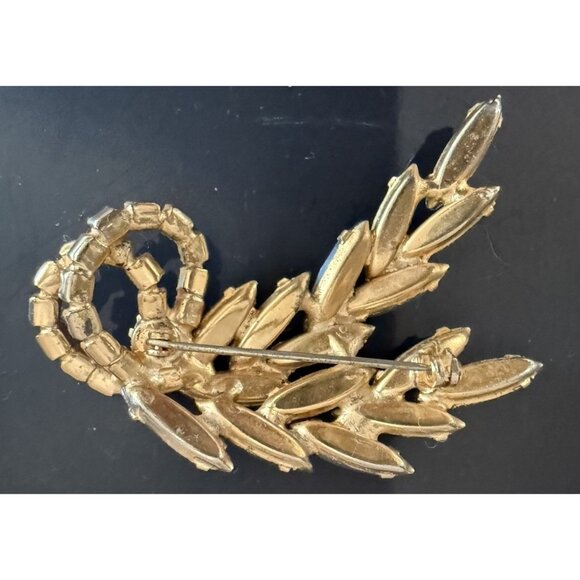 Vintage Brooch  Faux Rhinestone Pin Green and Blue  2.5” - Picture 4 of 6